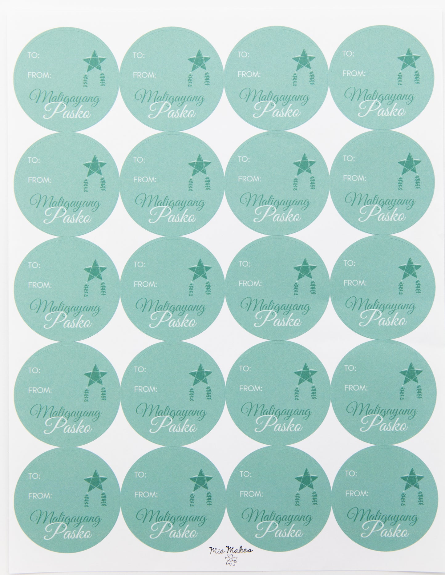 Christmas Gift Label Sticker Sheet of 20
