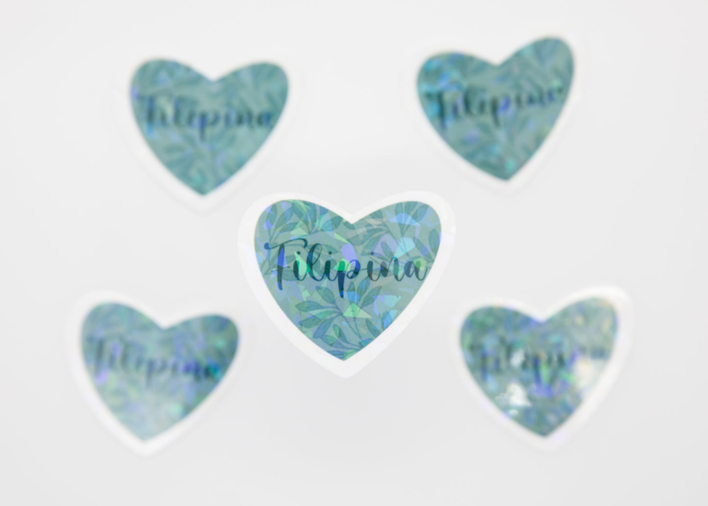 Heart Filipina Sparkly Green Sticker
