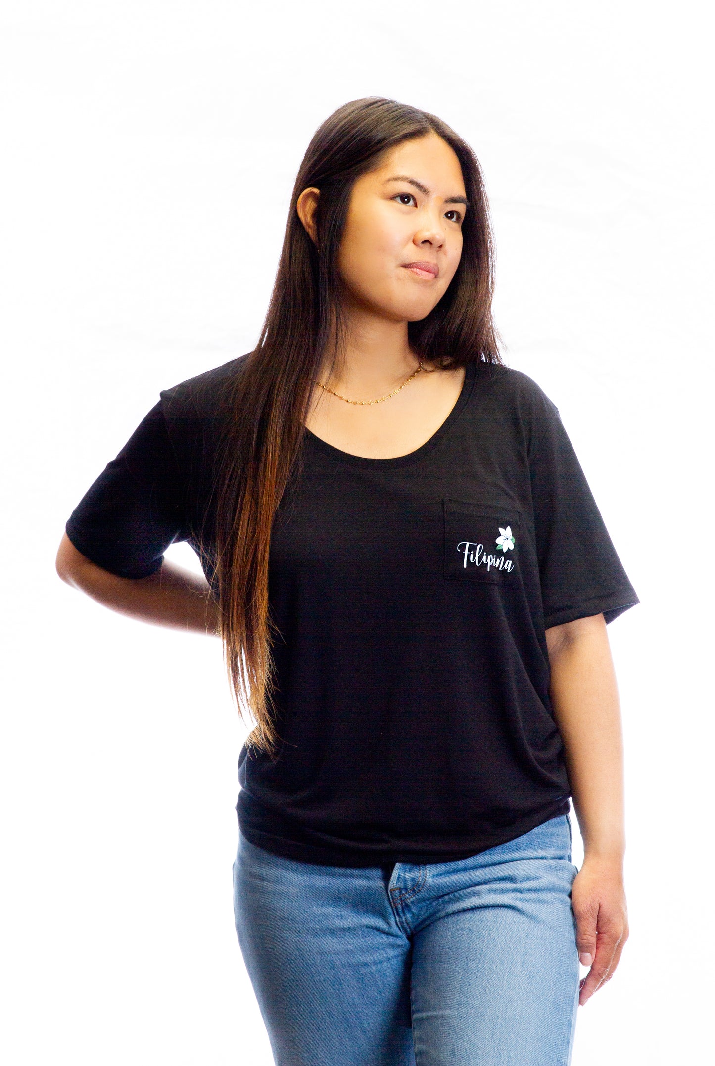 Filipina (with Sampaguita) Black Pocket Tee