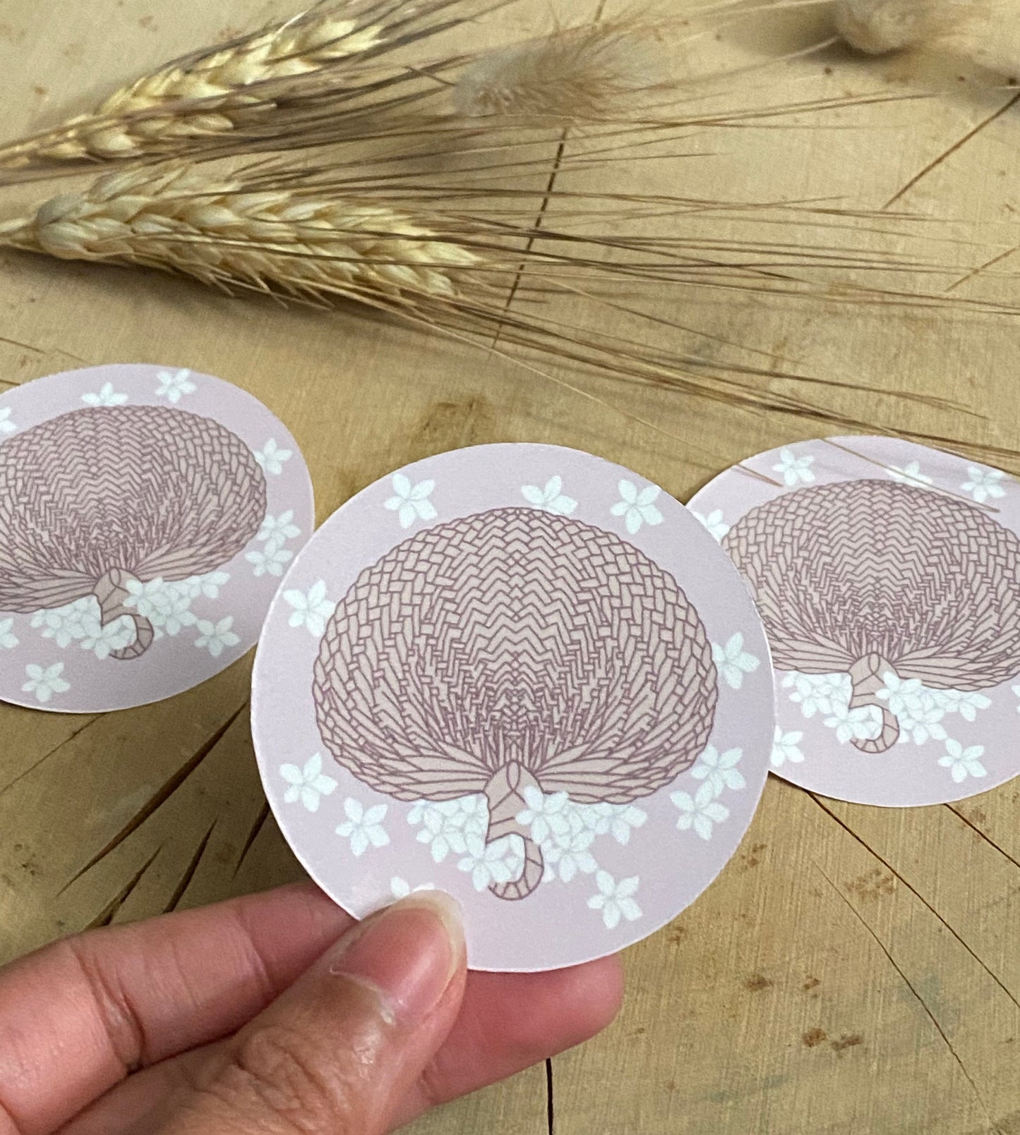 Raffia Fan Sampaguita Flowers Sticker