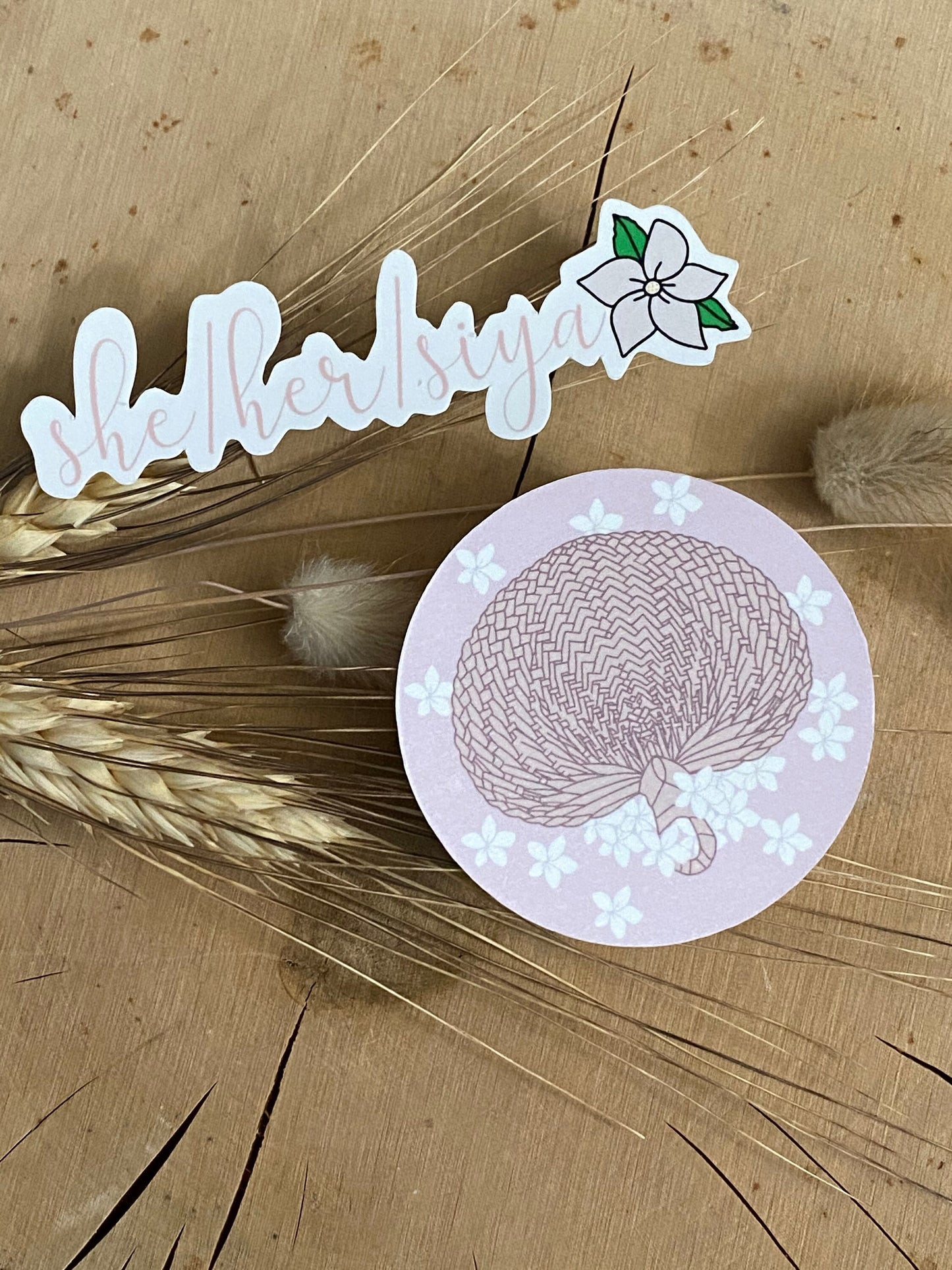 Raffia Fan Sampaguita Flowers Sticker