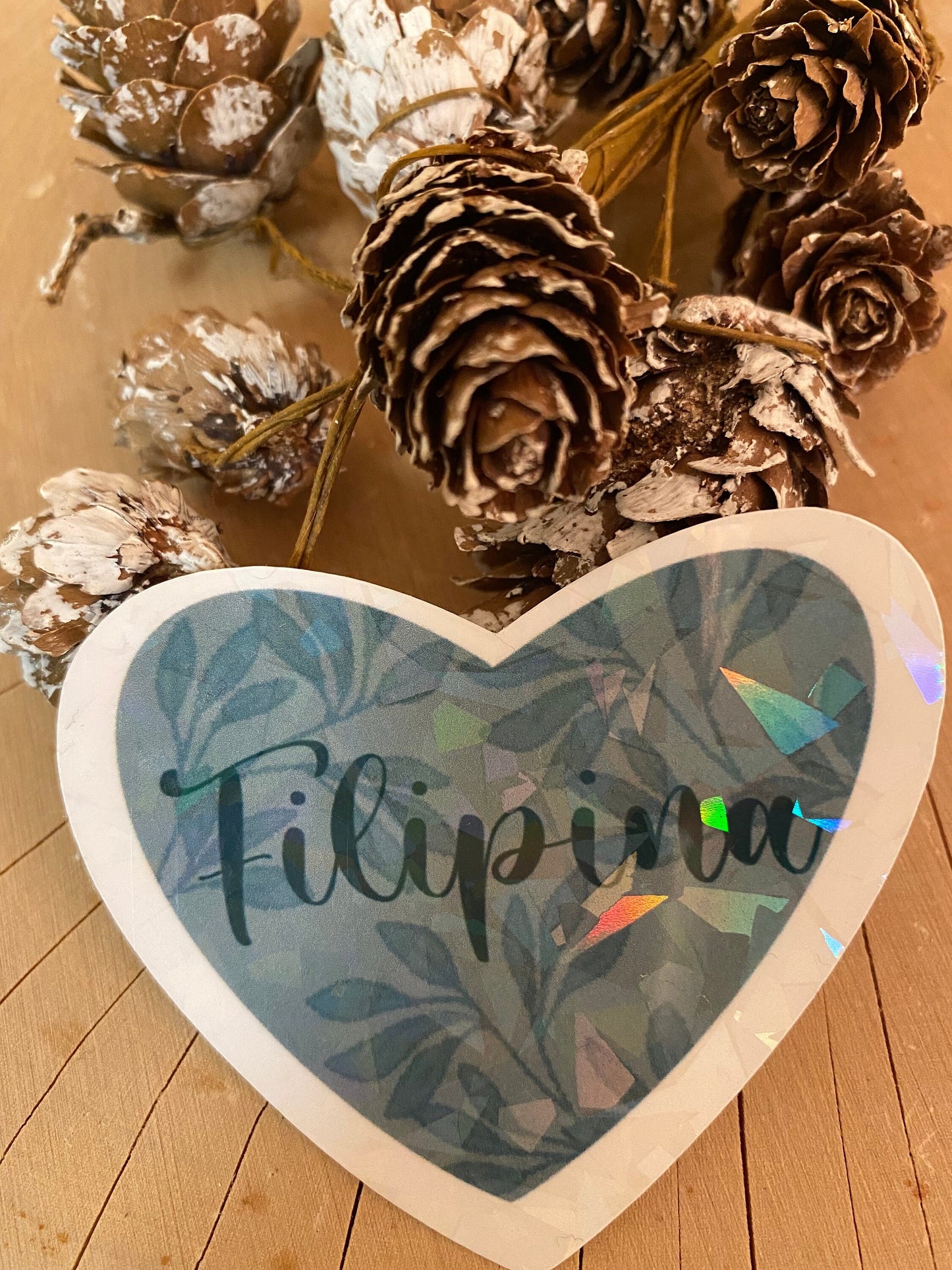 Heart Filipina Sparkly Green Sticker