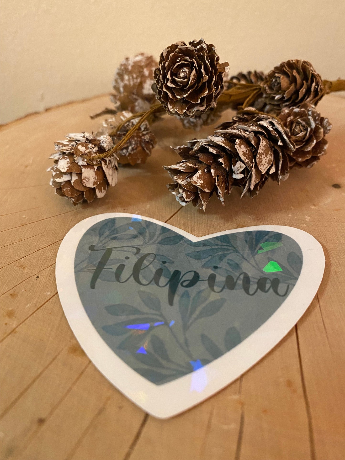 Heart Filipina Sparkly Green Sticker