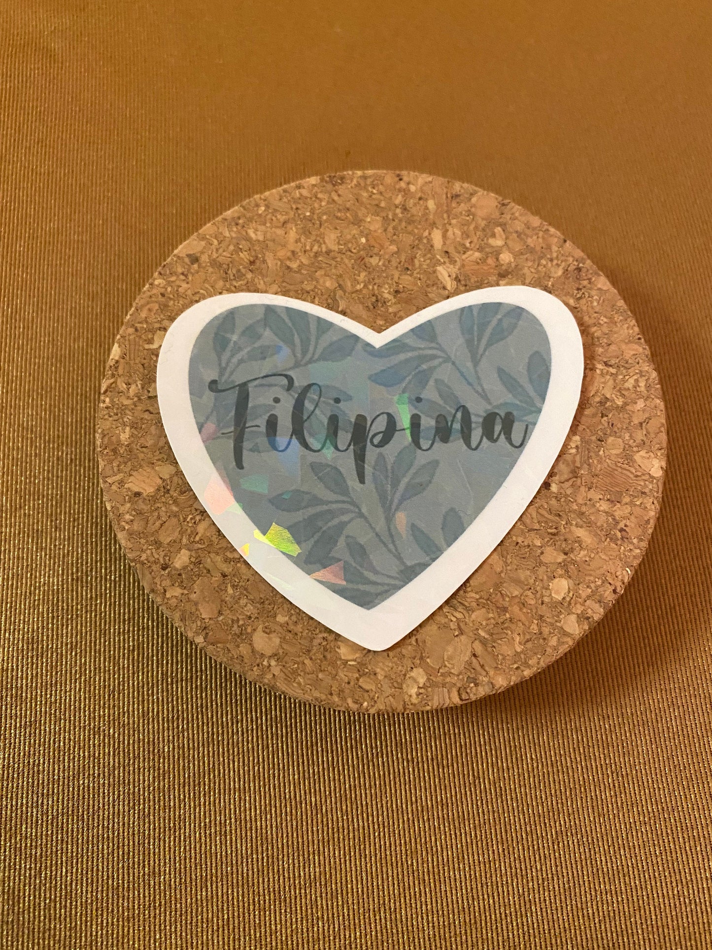 Heart Filipina Sparkly Green Sticker