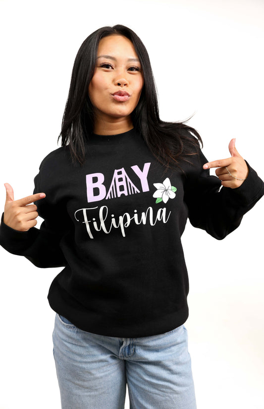 Bay Filipina Black/Lavender Crewneck Sweater