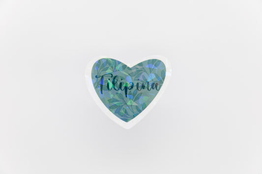 Heart Filipina Sparkly Green Sticker